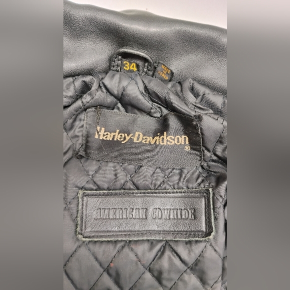 Vintage Harley-Davidson Women's Jacket Sz S/M Leather Biker Grunge - Picture 5 of 15